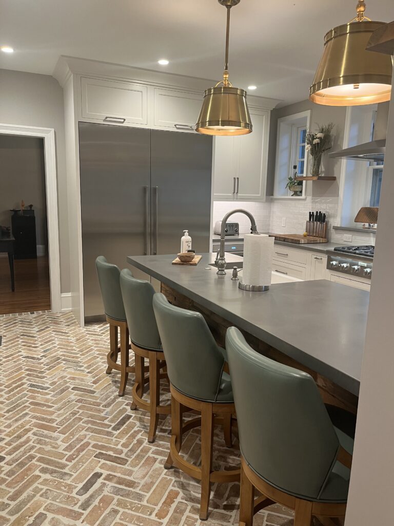 Concrete Breakfast Island in an Elegant Home